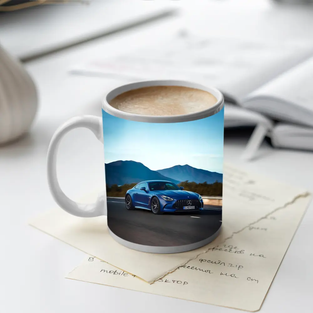Mercedes AMG GT Blue Coupe Mountain Road – Mugs