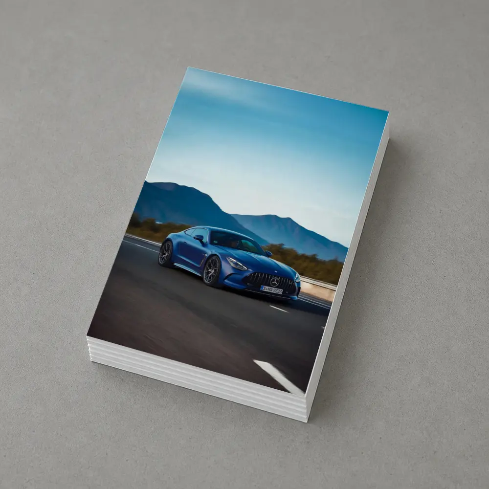 Mercedes AMG GT Blue Coupe Mountain Road – Postcards
