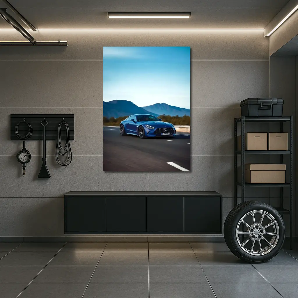 Mercedes AMG GT Blue Coupe Mountain Road – Wall Art