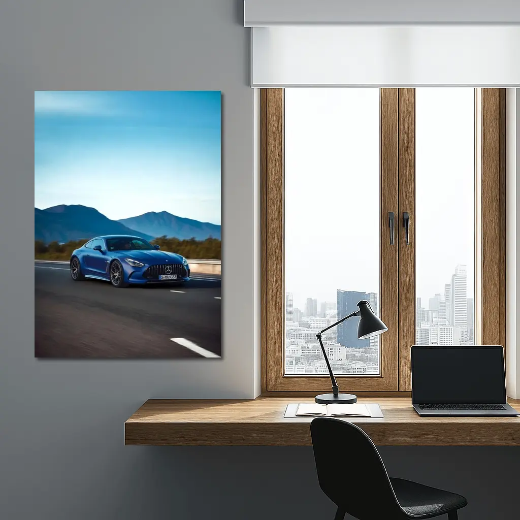 Mercedes AMG GT Blue Coupe Mountain Road – Wall Art