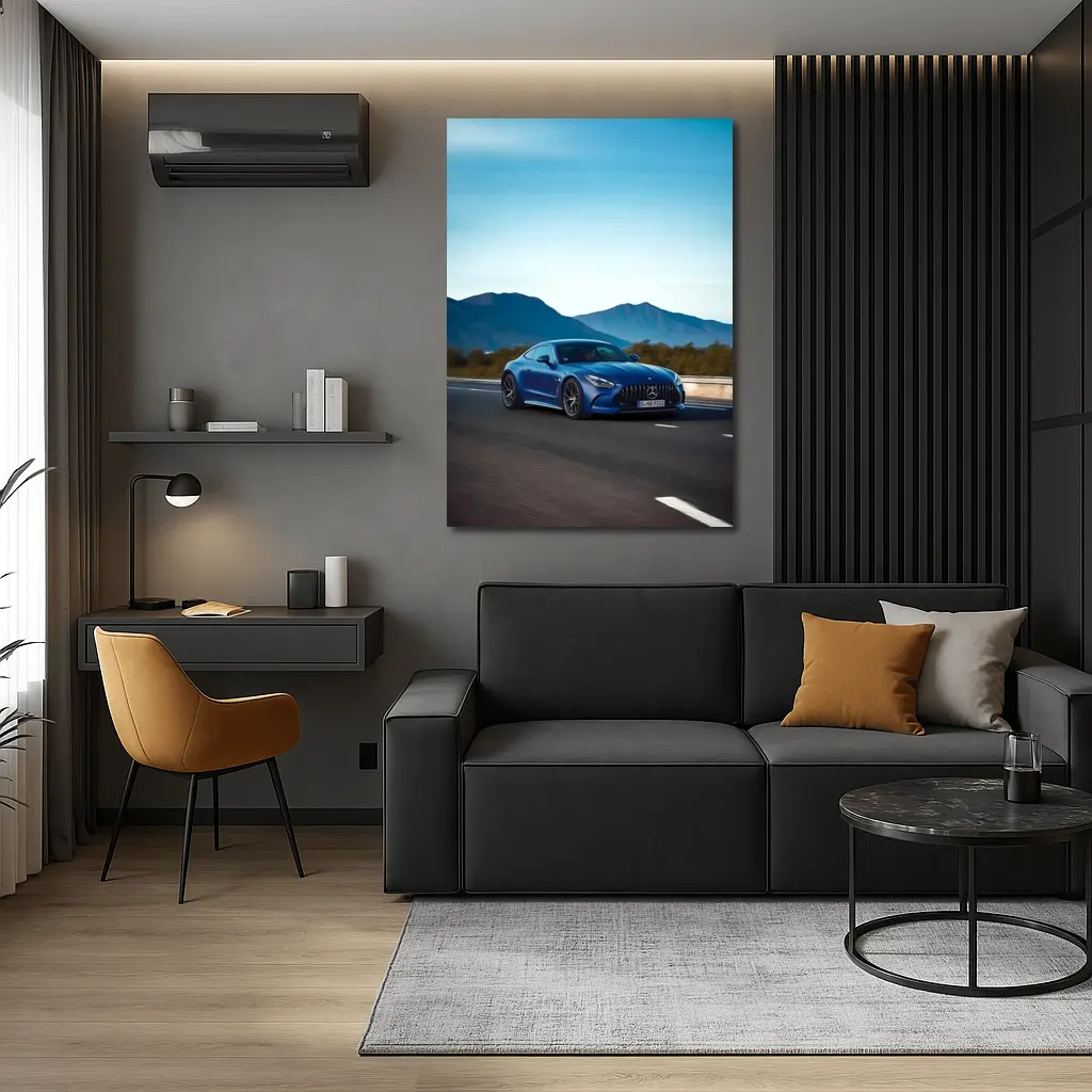 Mercedes AMG GT Blue Coupe Mountain Road – Wall Art