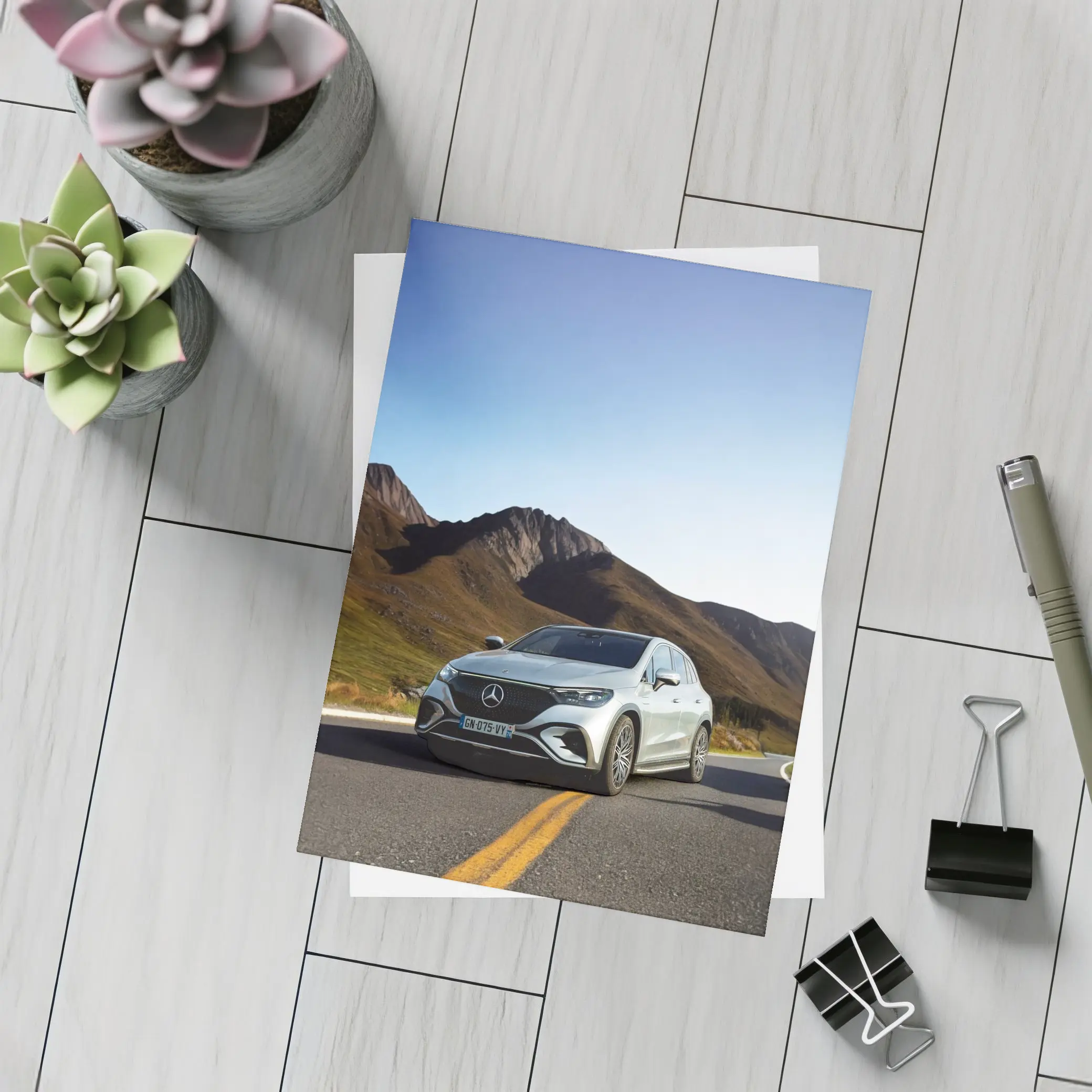 Mercedes EQE SUV Mountain Road Silver – Postcards