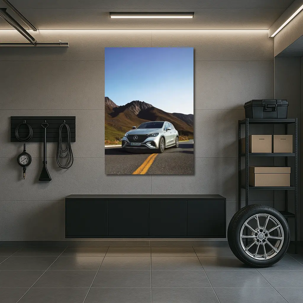 Mercedes EQE SUV Mountain Road Silver – Wall Art