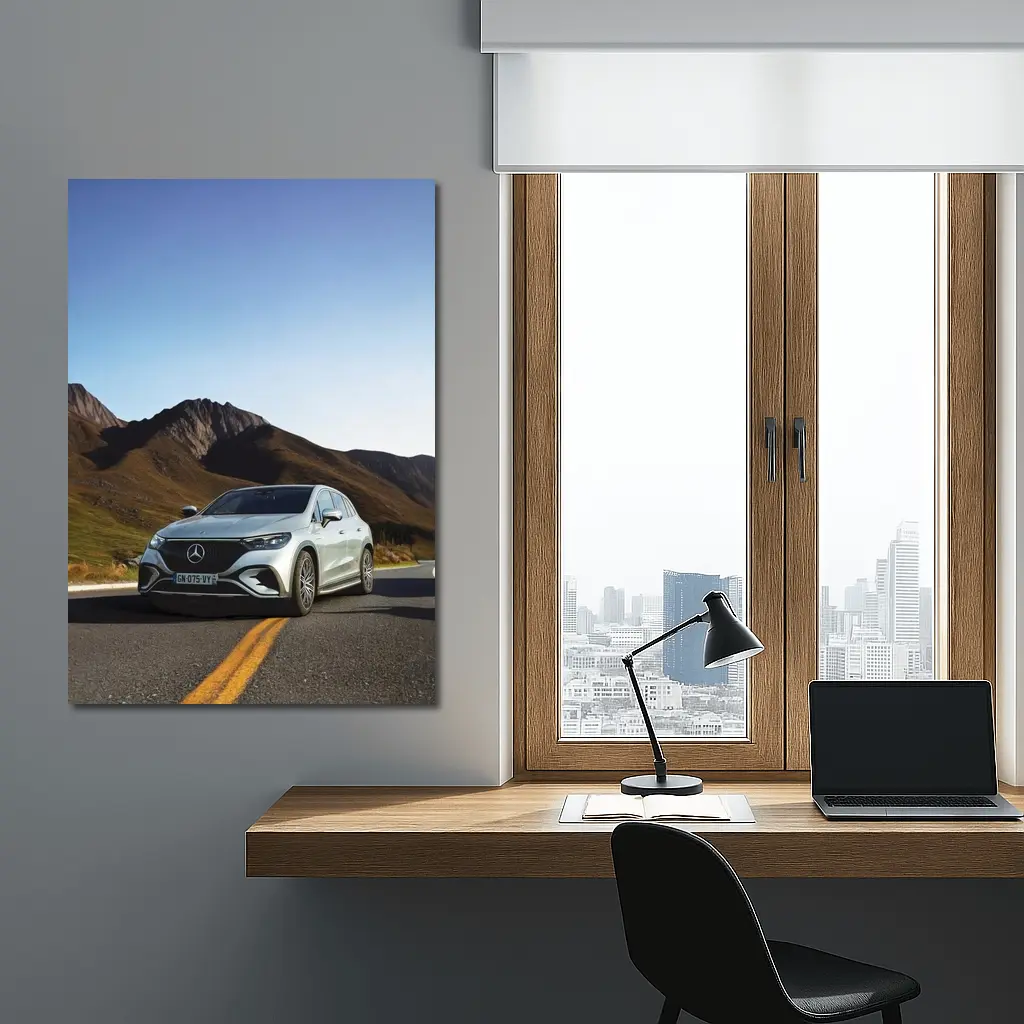 Mercedes EQE SUV Mountain Road Silver – Wall Art