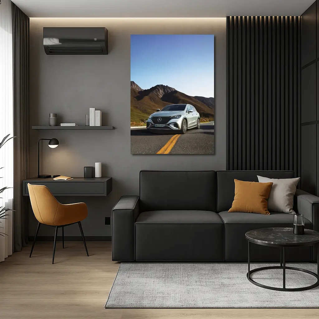 Mercedes EQE SUV Mountain Road Silver – Wall Art