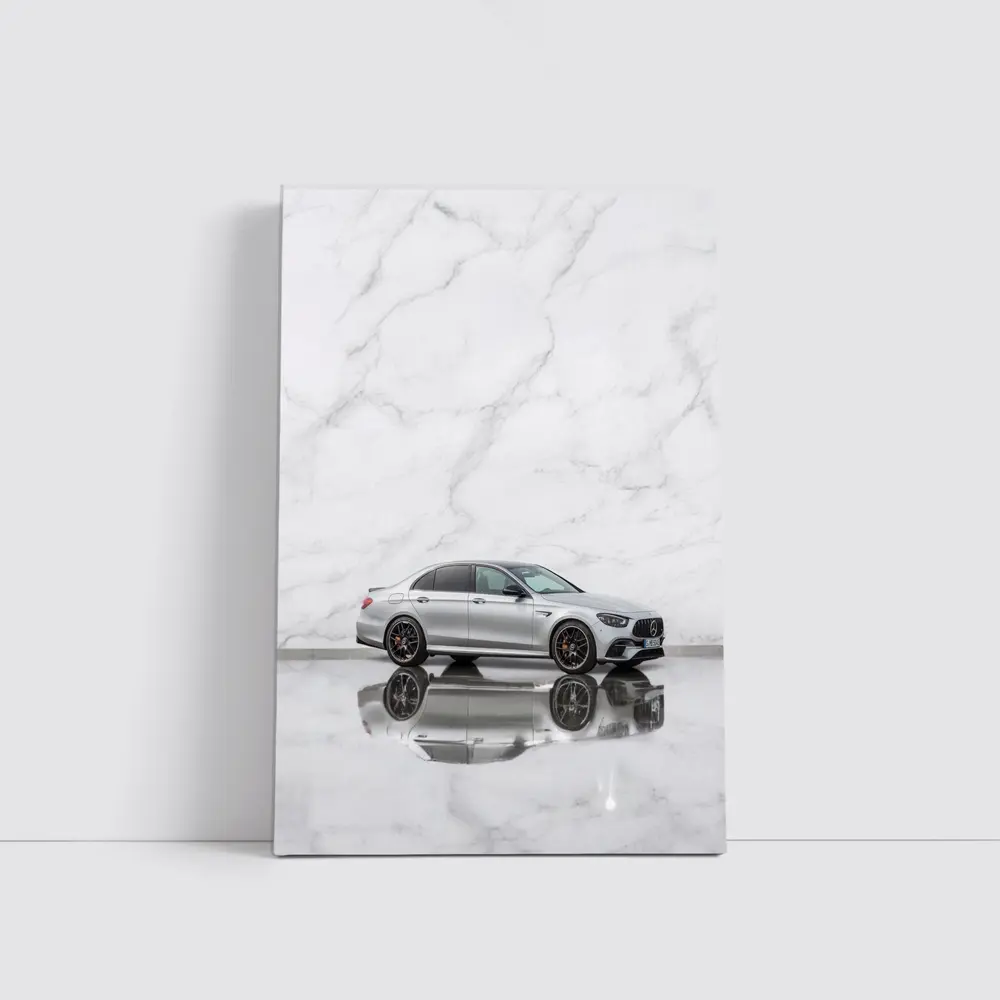 Mercedes AMG E Class Silver Marble Background – Wall Art