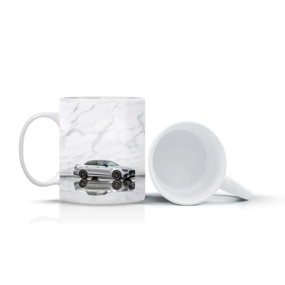 Mercedes AMG E Class Silver Marble Background – Mugs