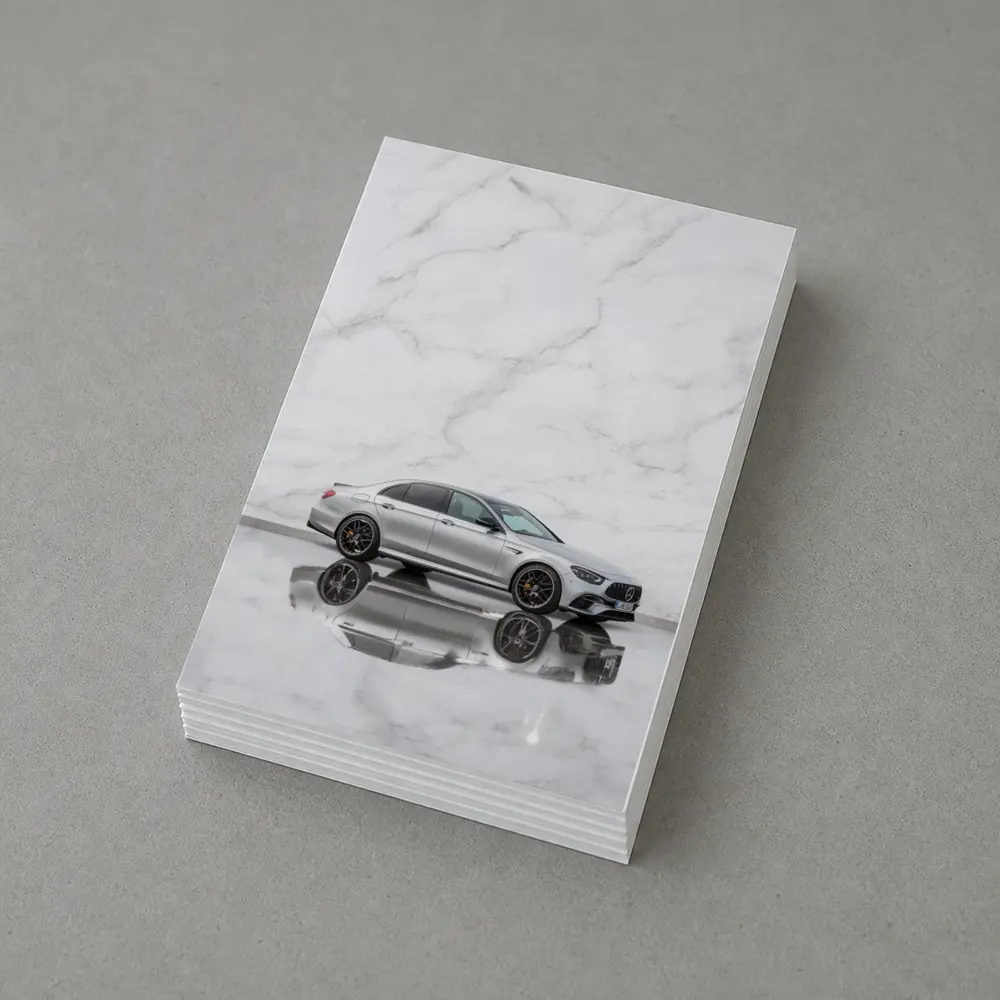 Mercedes AMG E Class Silver Marble Background – Postcards
