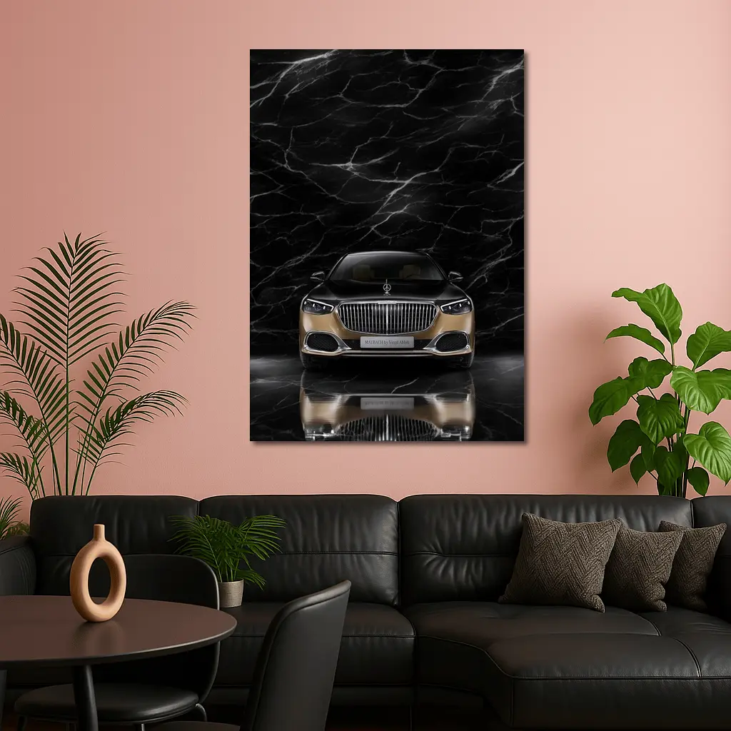 Mercedes Maybach S680 Black Marble Background – Wall Art