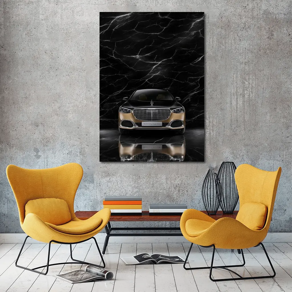 Mercedes Maybach S680 Black Marble Background – Wall Art