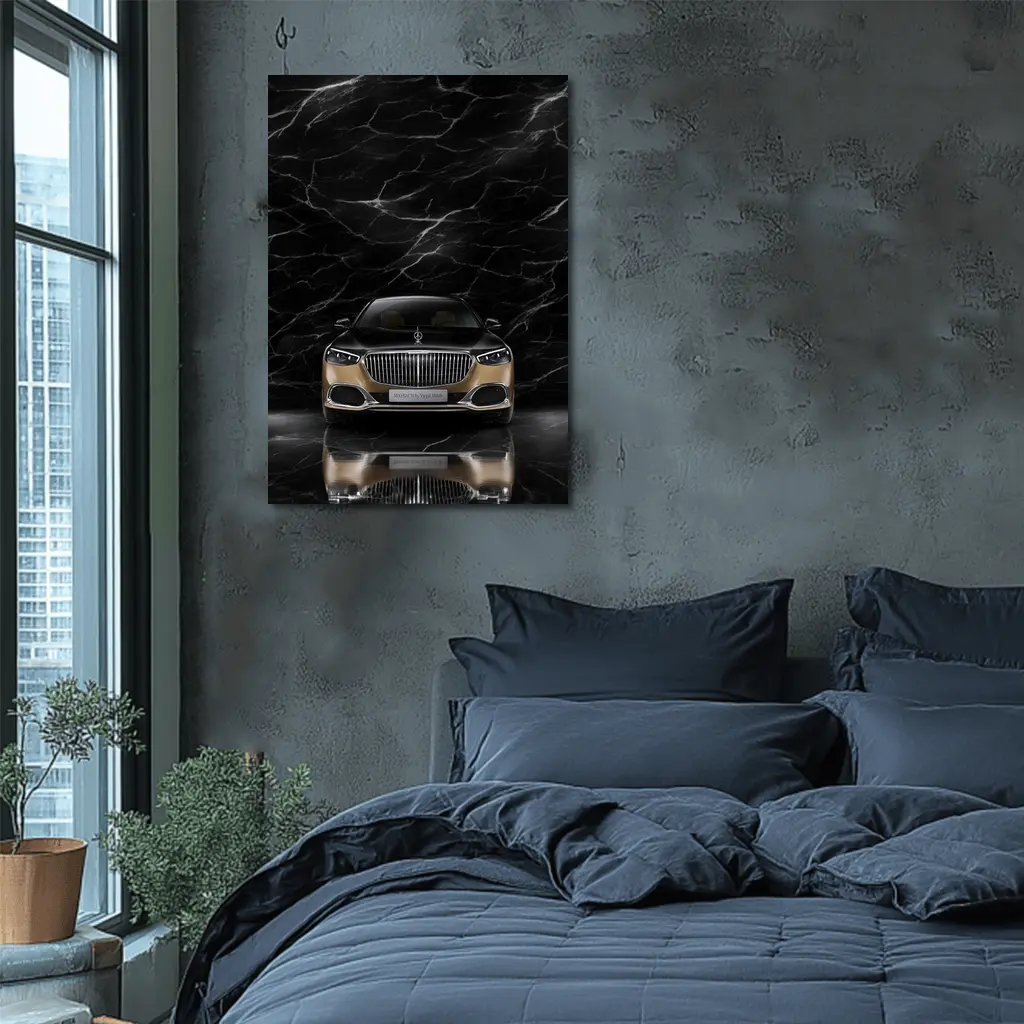 Mercedes Maybach S680 Black Marble Background – Wall Art