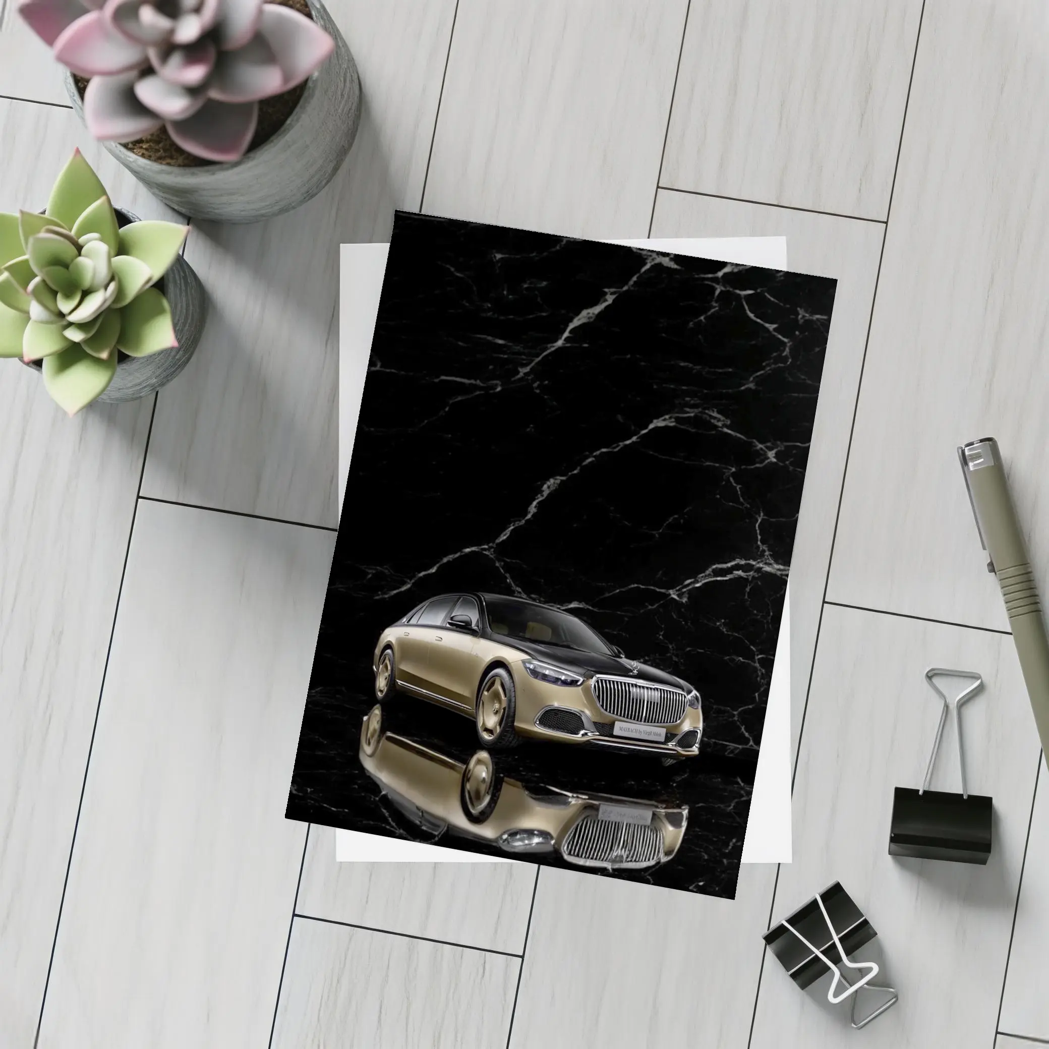 Mercedes Maybach S Class Gold Black Marble – Postcards