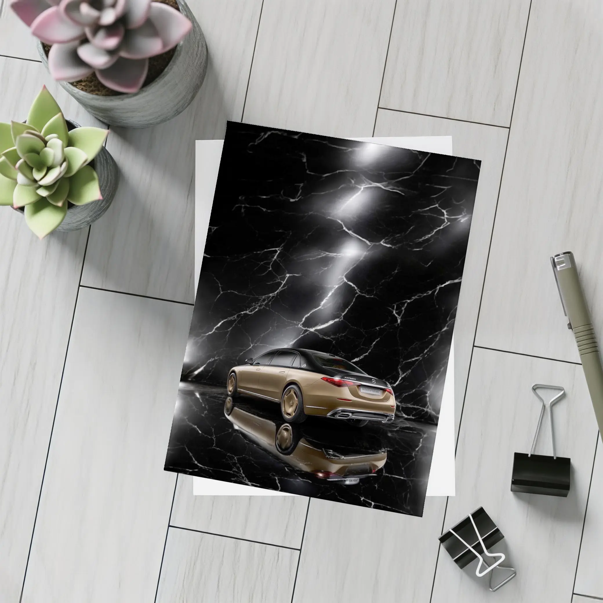 Mercedes Maybach S Class Gold Black Marble – Postcards
