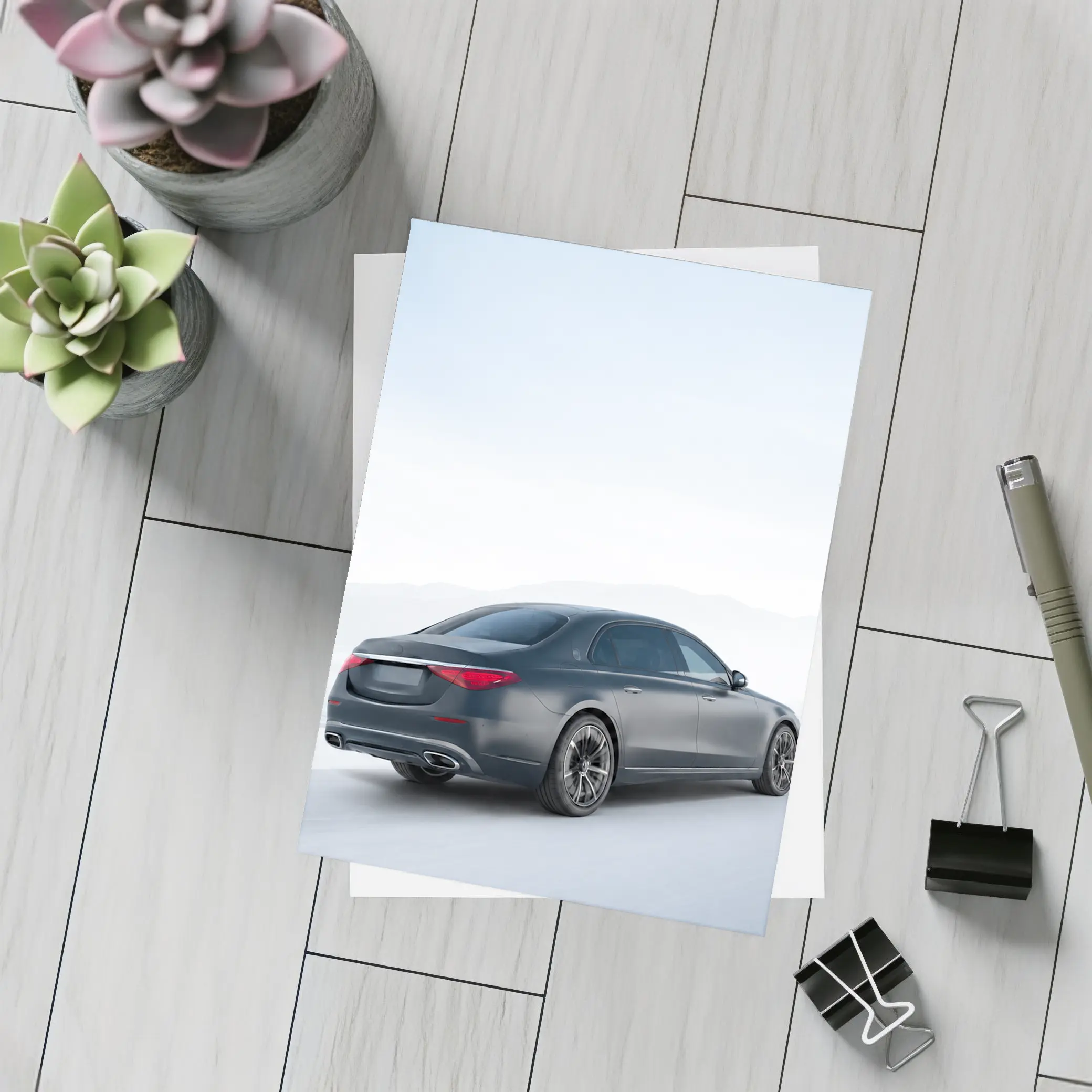 Mercedes S Class Dark Blue Highway Drive – Postcards