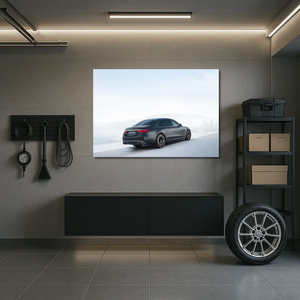 Mercedes S Class Dark Blue Highway Drive – Wall Art
