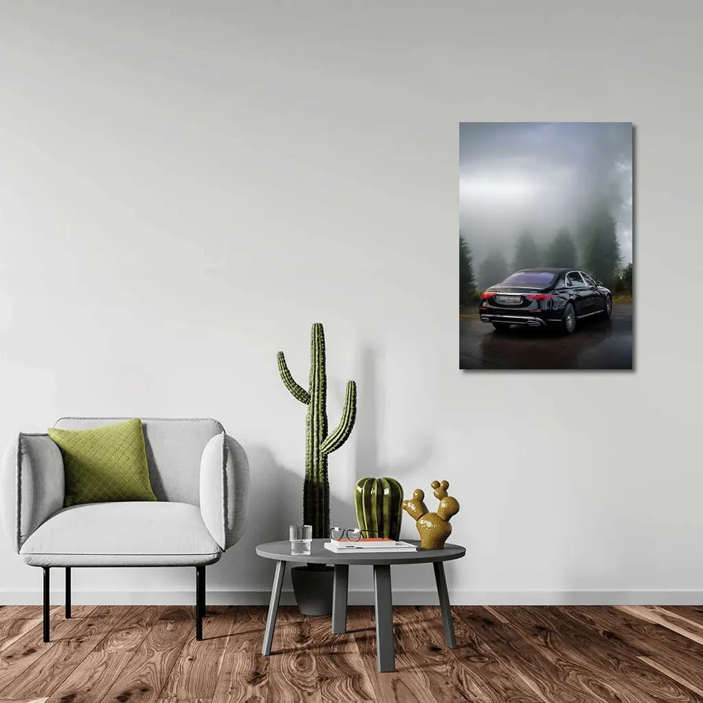 Mercedes Maybach S680 Black Misty Forest Road – Wall Art
