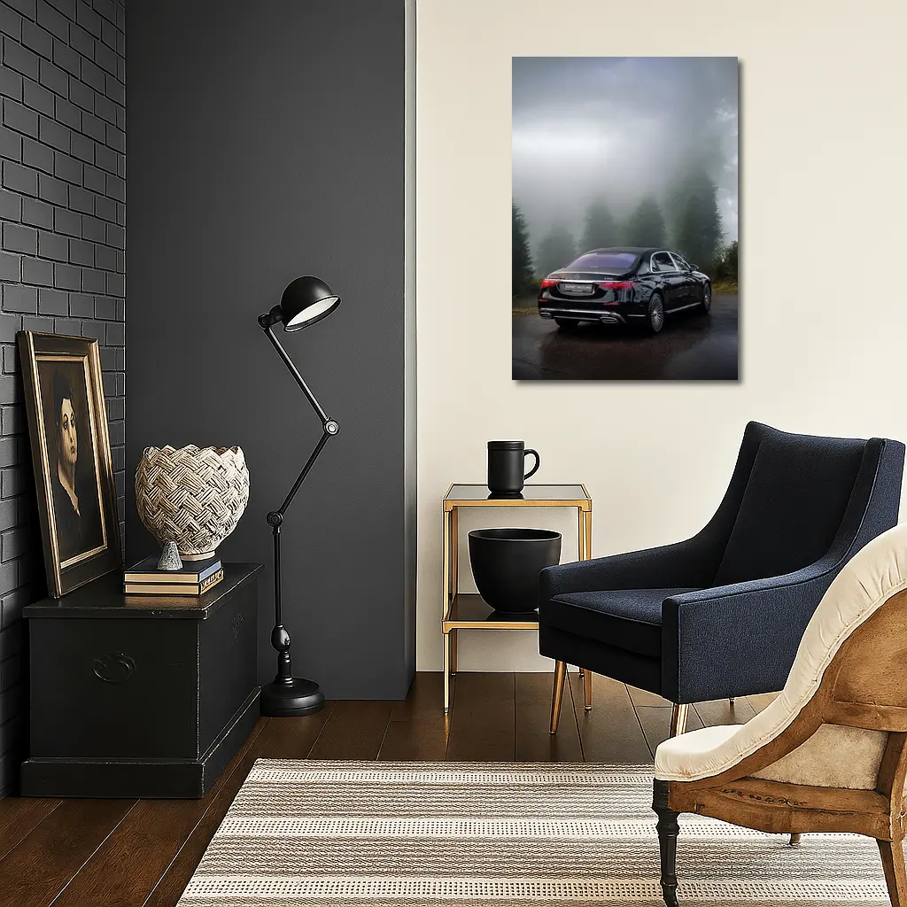 Mercedes Maybach S680 Black Misty Forest Road – Wall Art