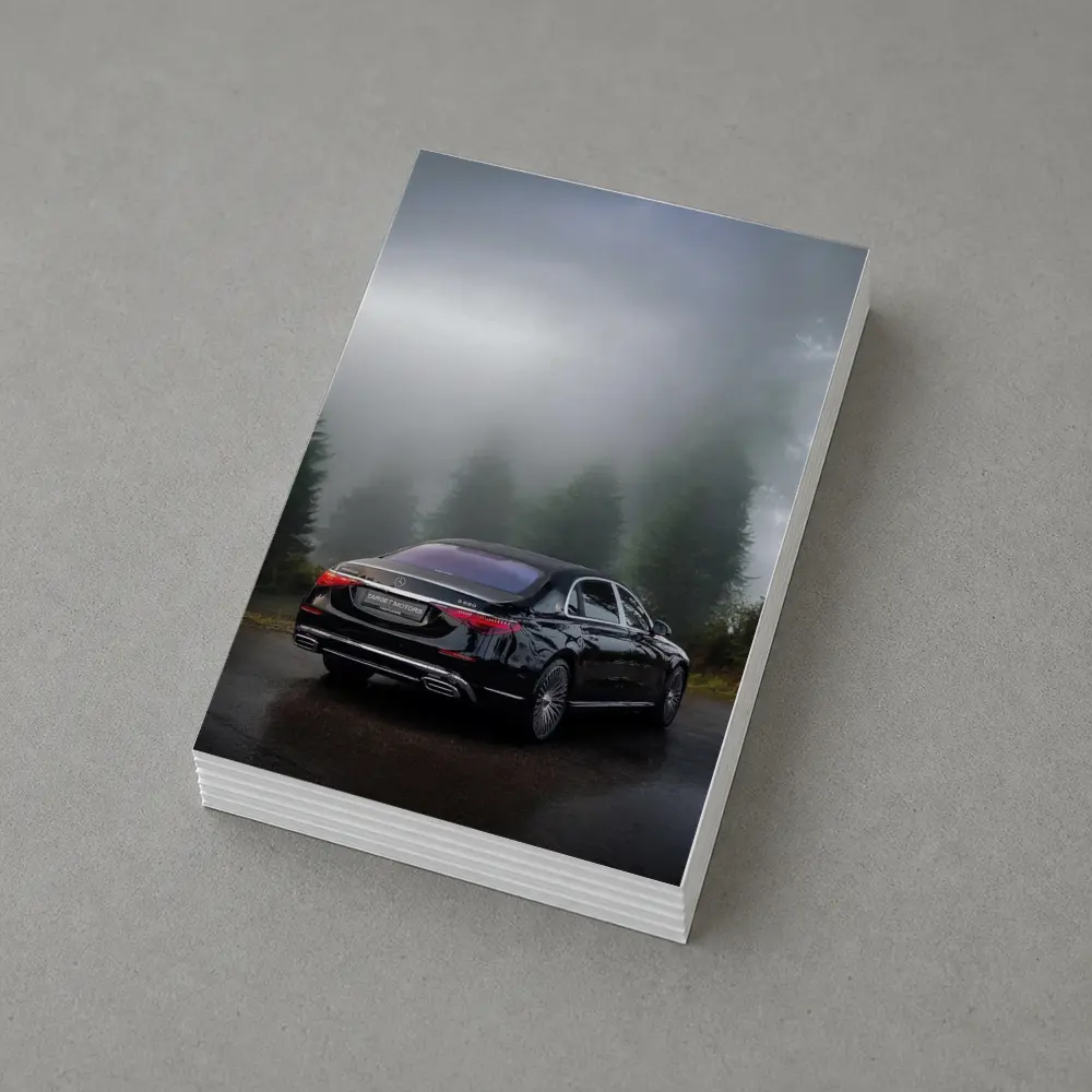 Mercedes Maybach S680 Black Misty Forest Road – Postcards