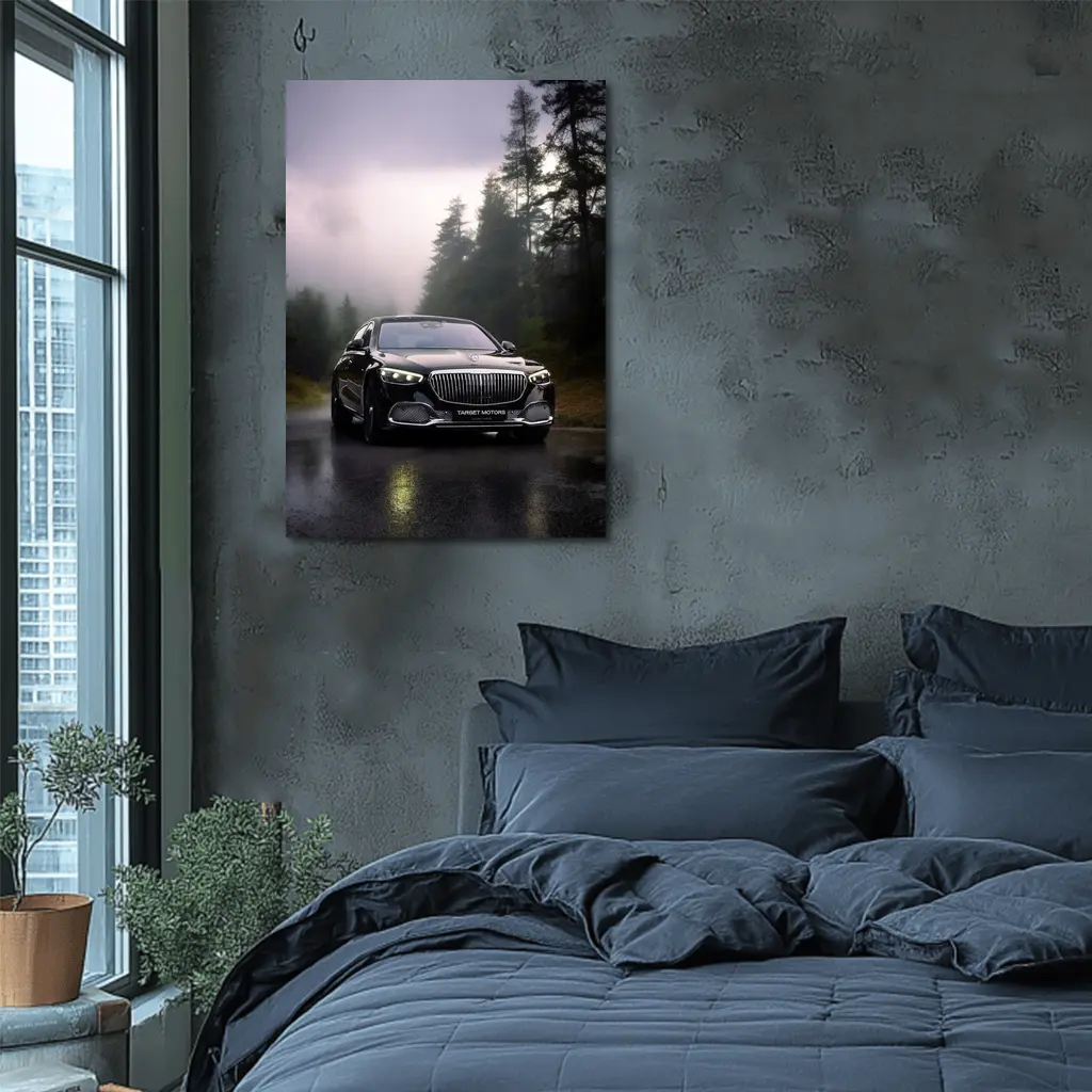 Mercedes Maybach S680 Black Rainy Forest Road – Wall Art