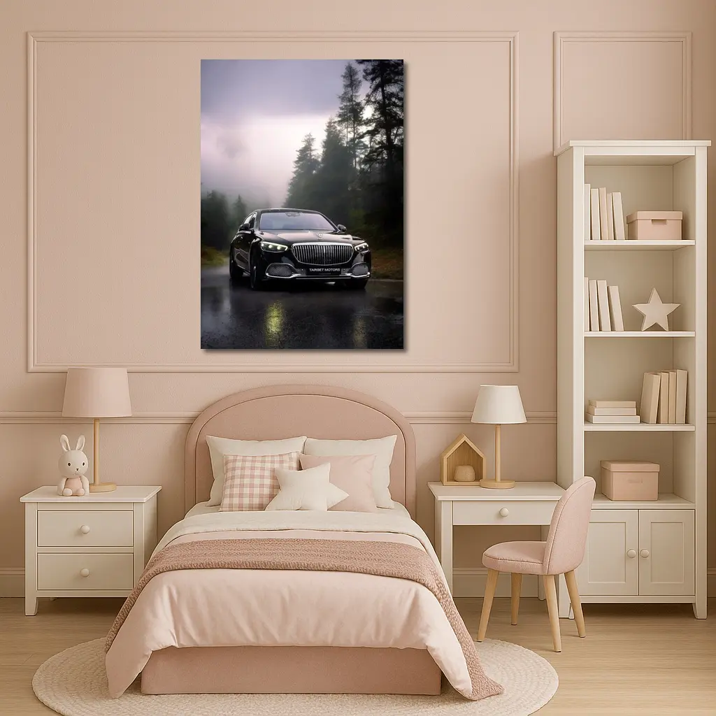 Mercedes Maybach S680 Black Rainy Forest Road – Wall Art
