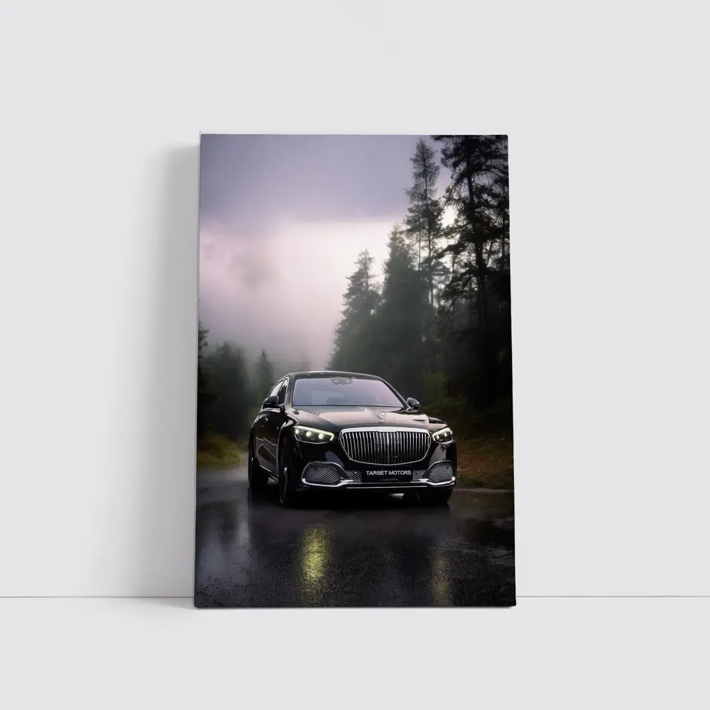 Mercedes Maybach S680 Black Rainy Forest Road – Wall Art