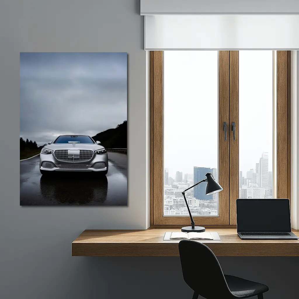 Mercedes Maybach S Class Wet Road Overcast – Wall Art
