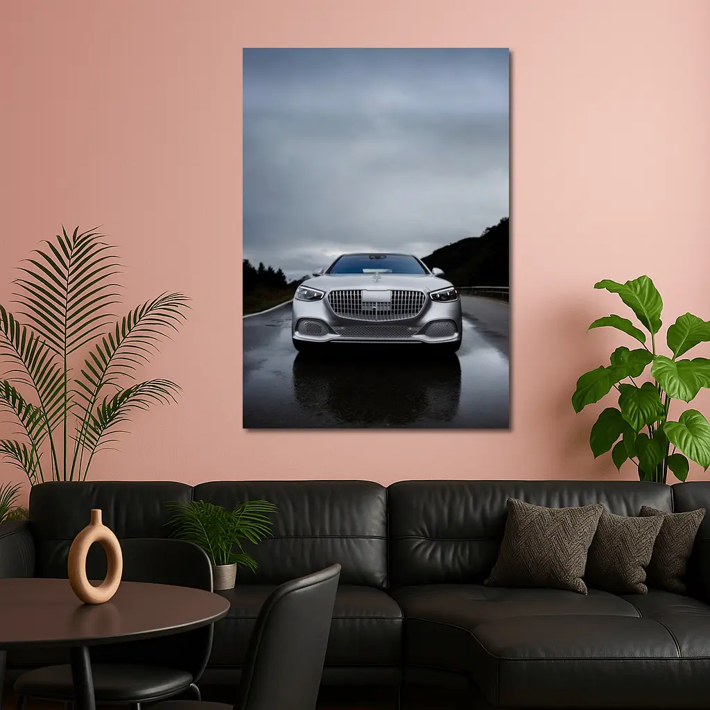 Mercedes Maybach S Class Wet Road Overcast – Wall Art