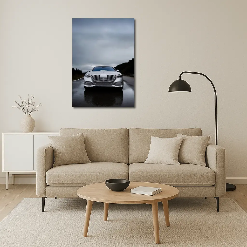Mercedes Maybach S Class Wet Road Overcast – Wall Art
