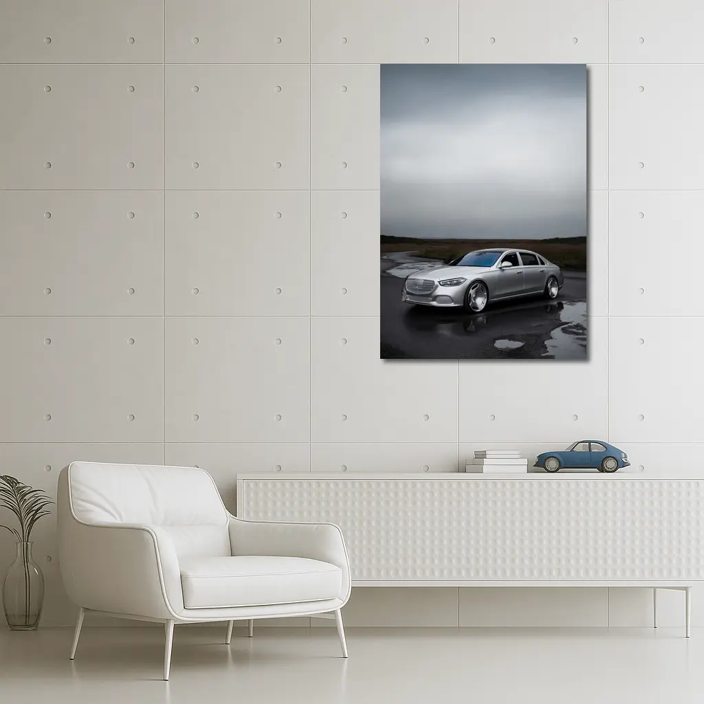 Mercedes Maybach S Class Wet Overcast Road – Wall Art