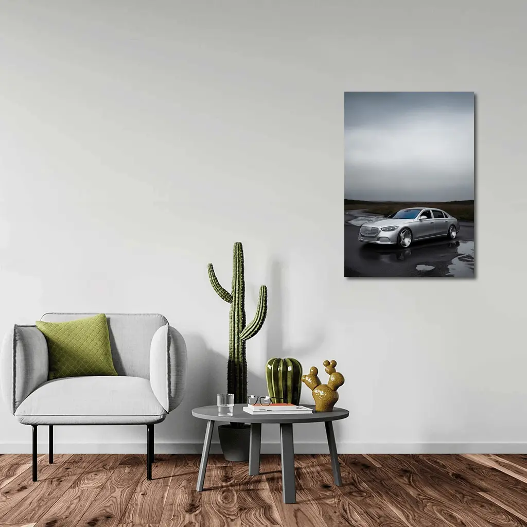 Mercedes Maybach S Class Wet Overcast Road – Wall Art
