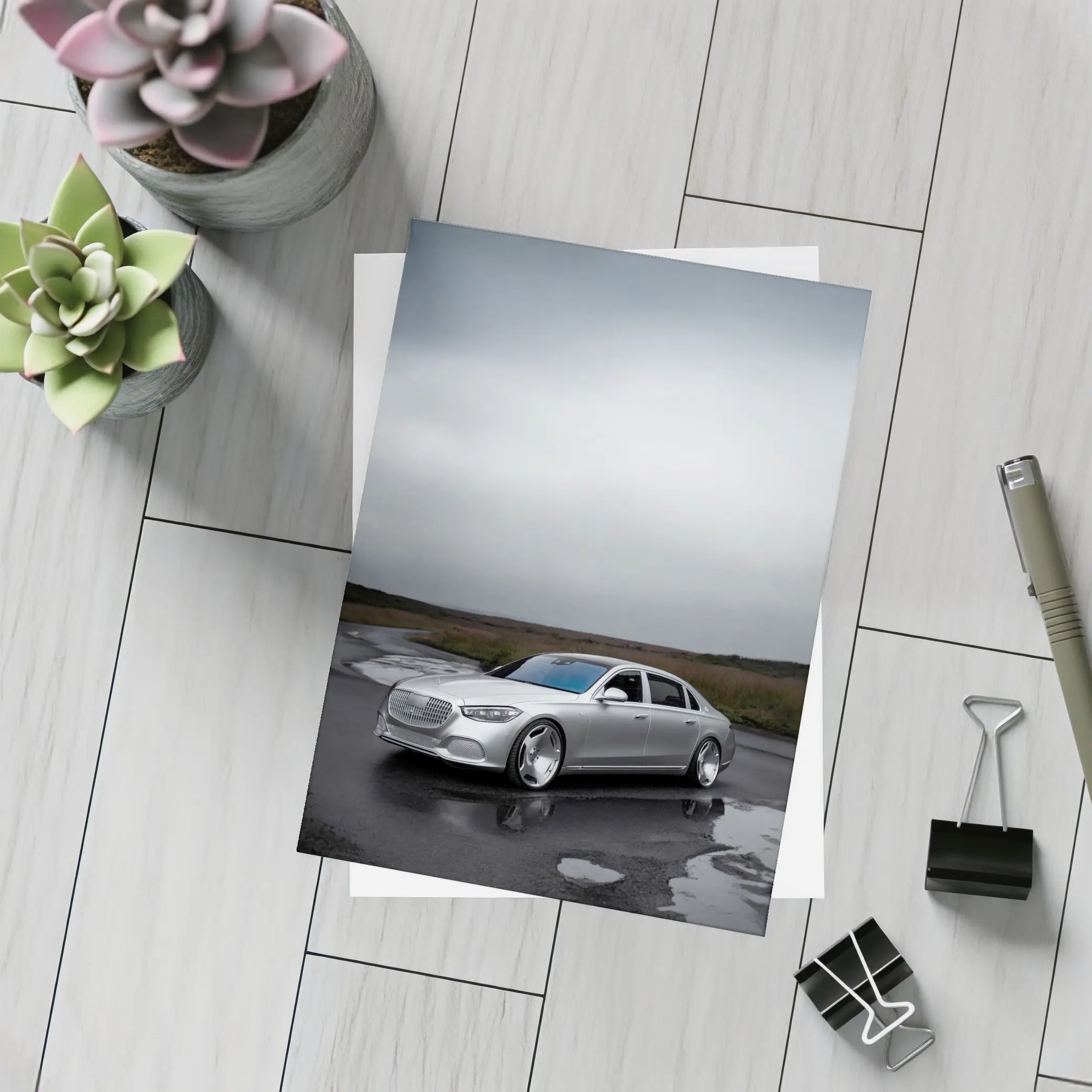 Mercedes Maybach S Class Wet Overcast Road – Postcards