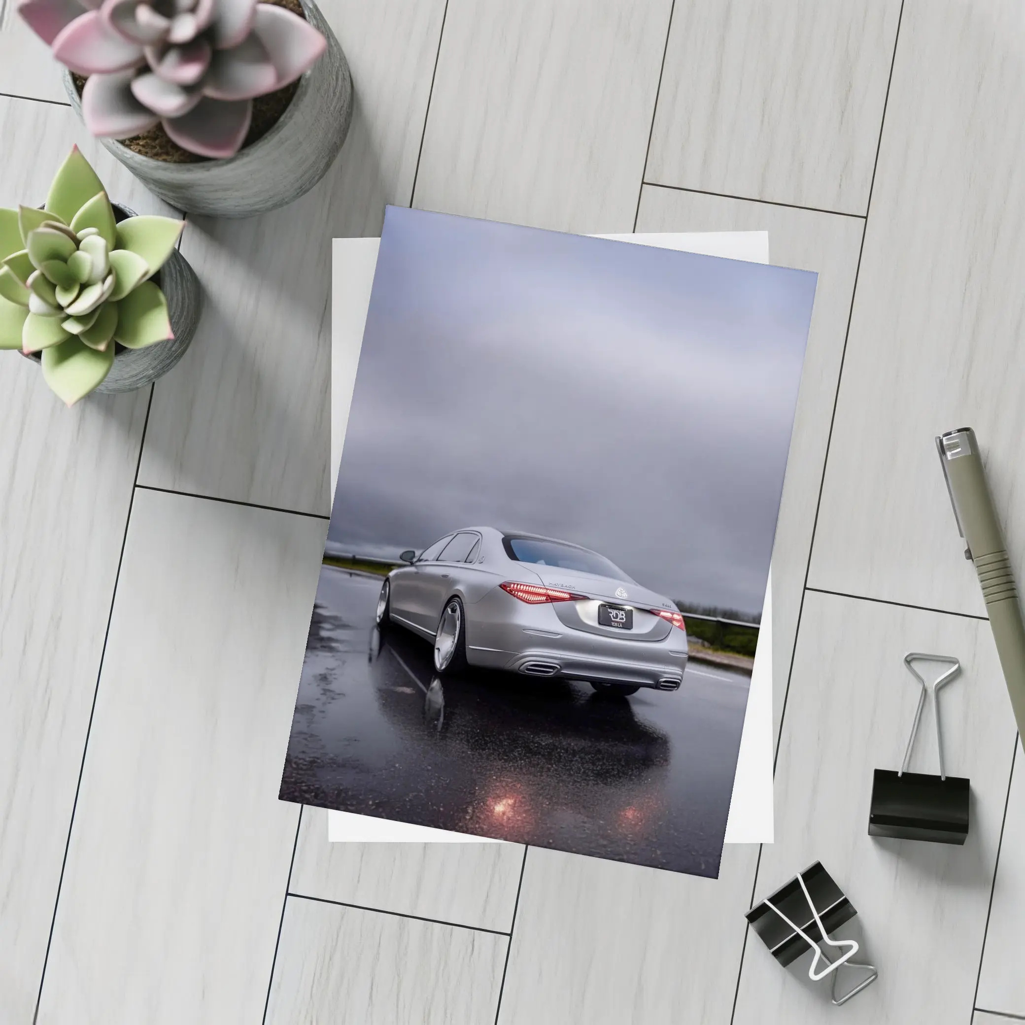 Mercedes Maybach S Class Rainy Wet Road – Postcards