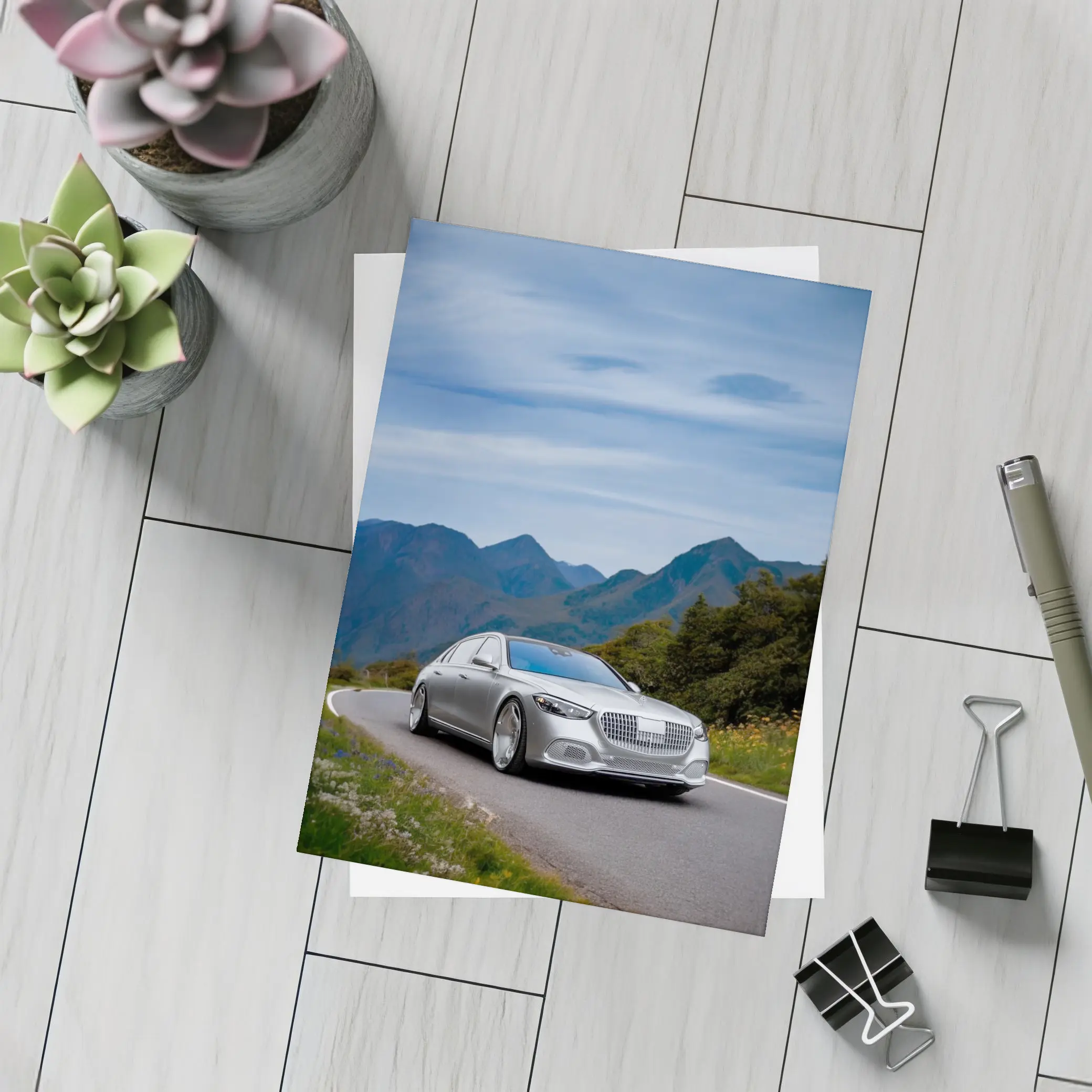 Mercedes Maybach S Class Mountain Road Silver – Postcards