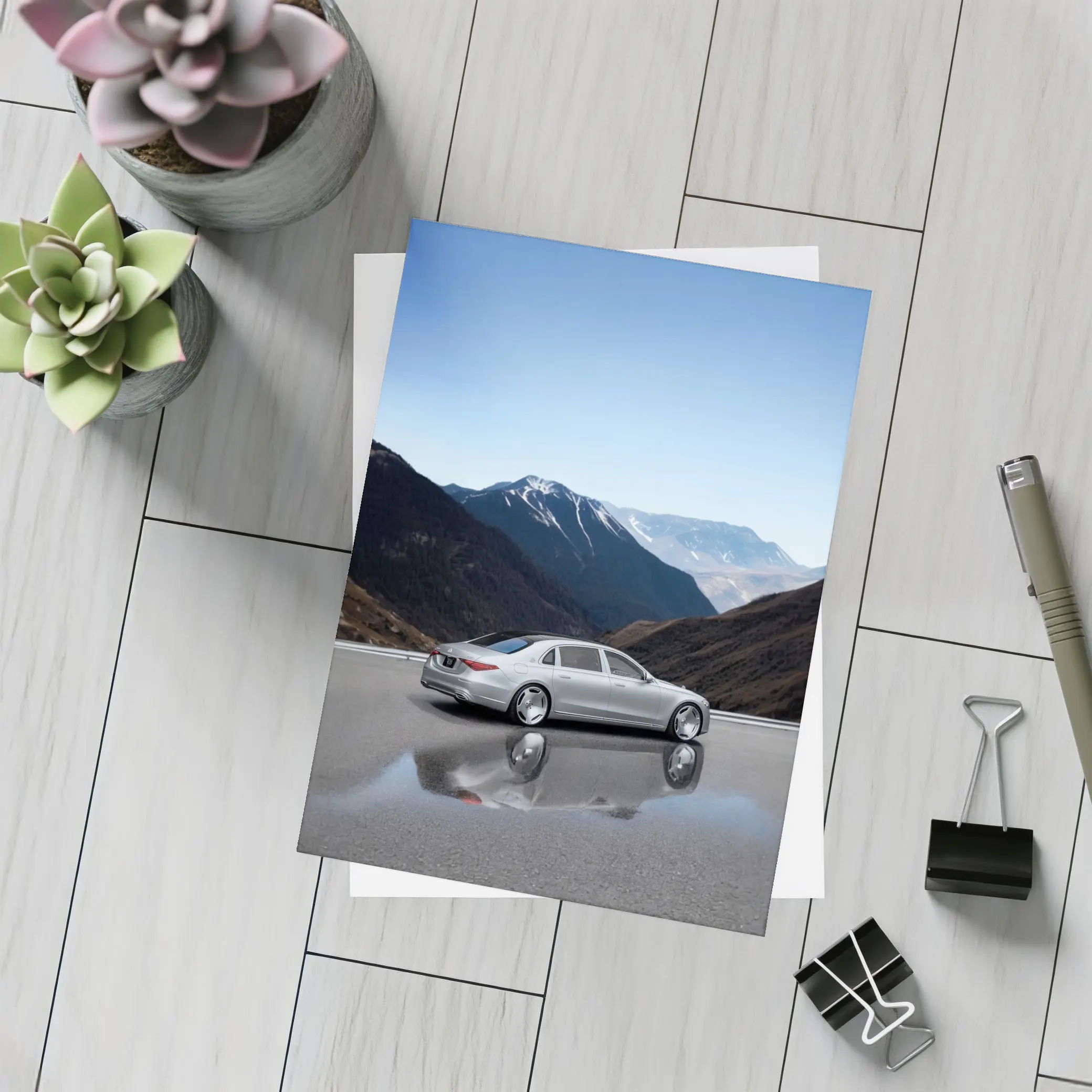 Mercedes Maybach S Class Silver Mountain Road – Postcards