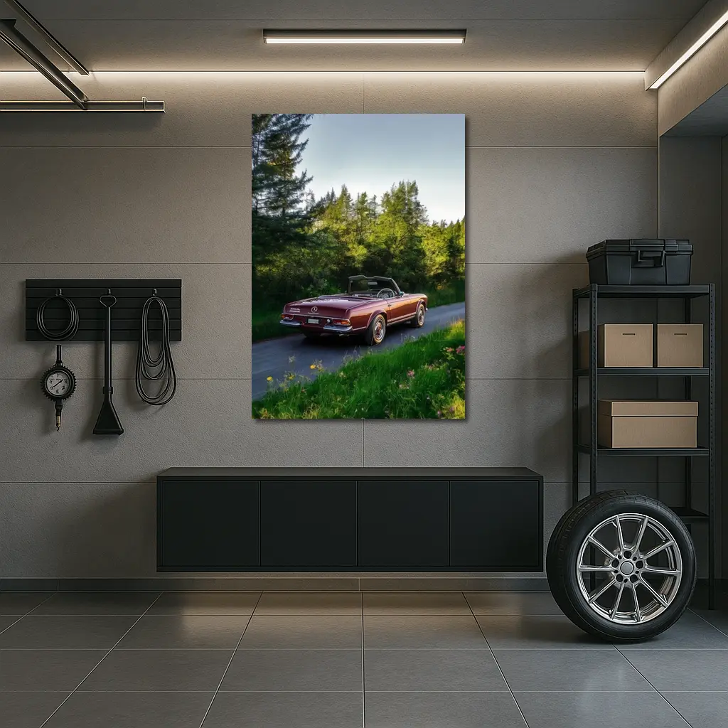 Mercedes SL Classic Convertible Forest Road – Wall Art
