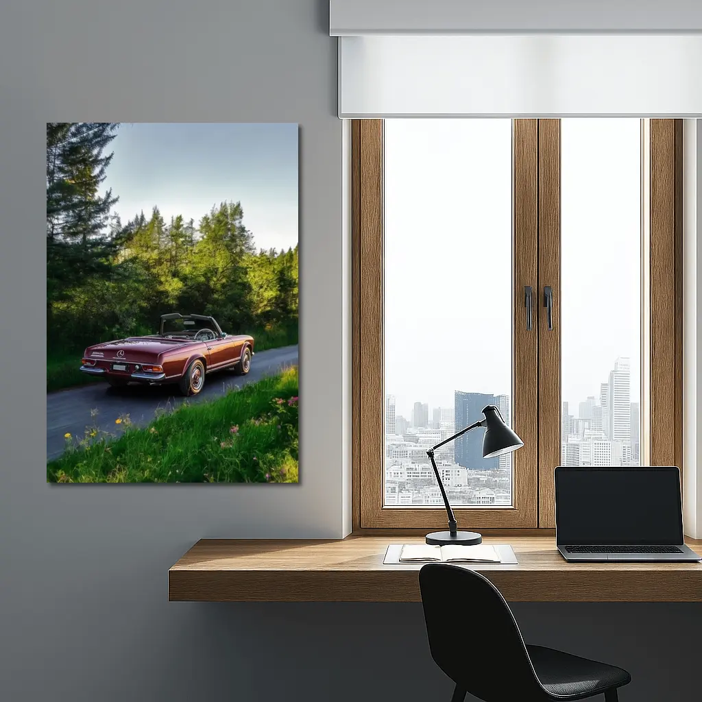 Mercedes SL Classic Convertible Forest Road – Wall Art