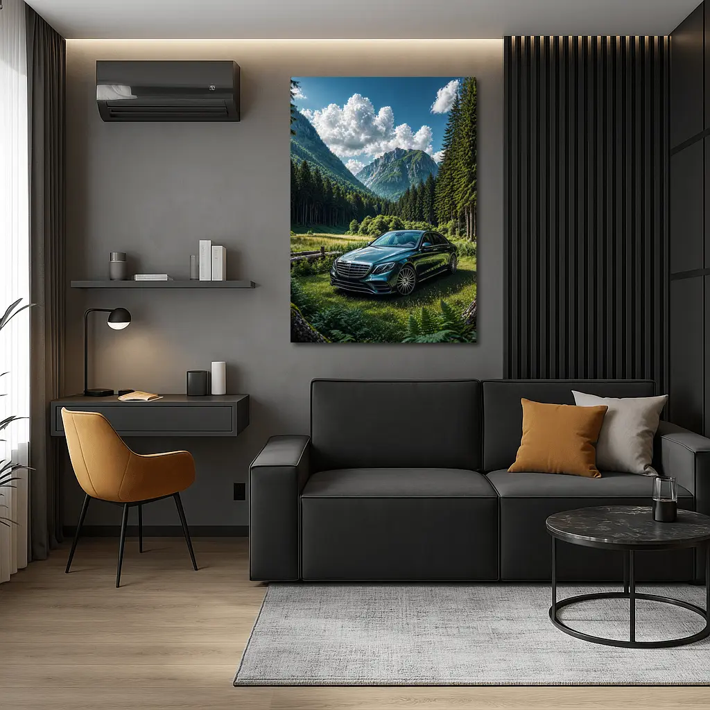 Mercedes S Class Mountain Forest Luxury Sedan – Wall Art