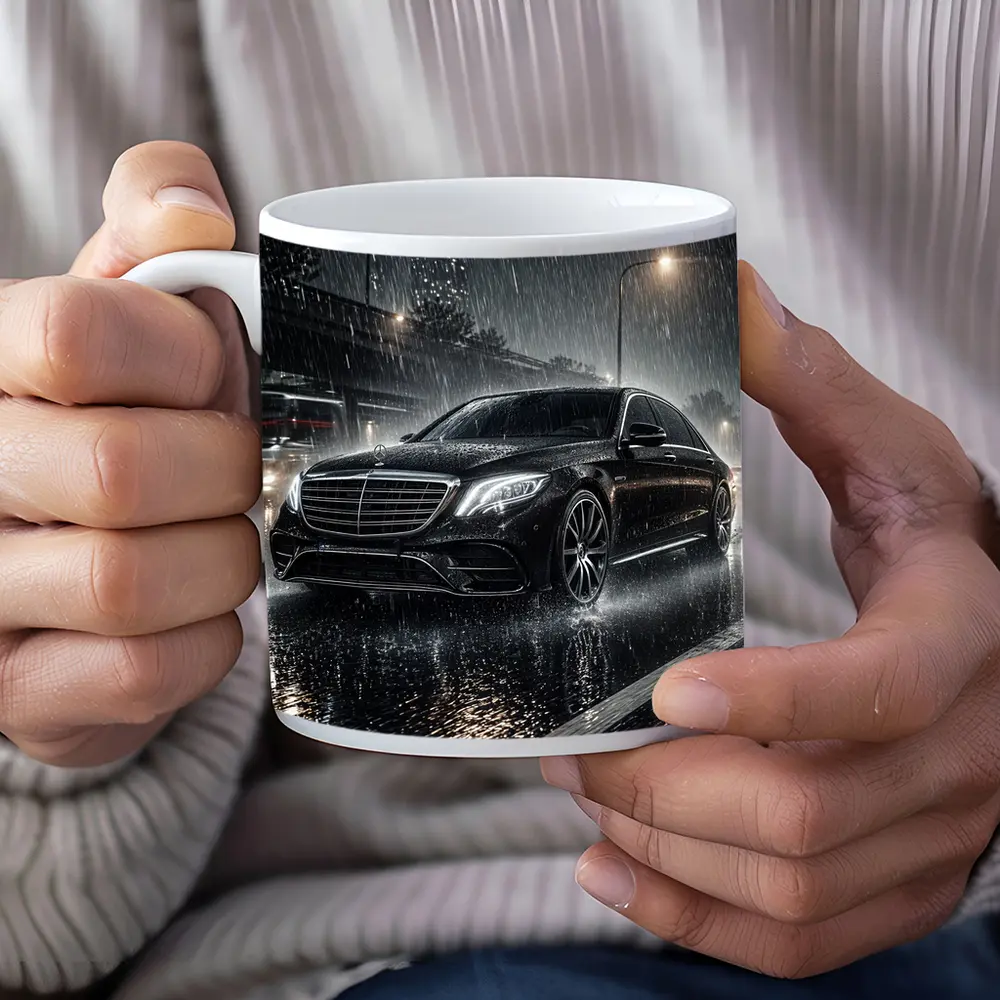 Mercedes S Class Rainy Night City Street – Mugs