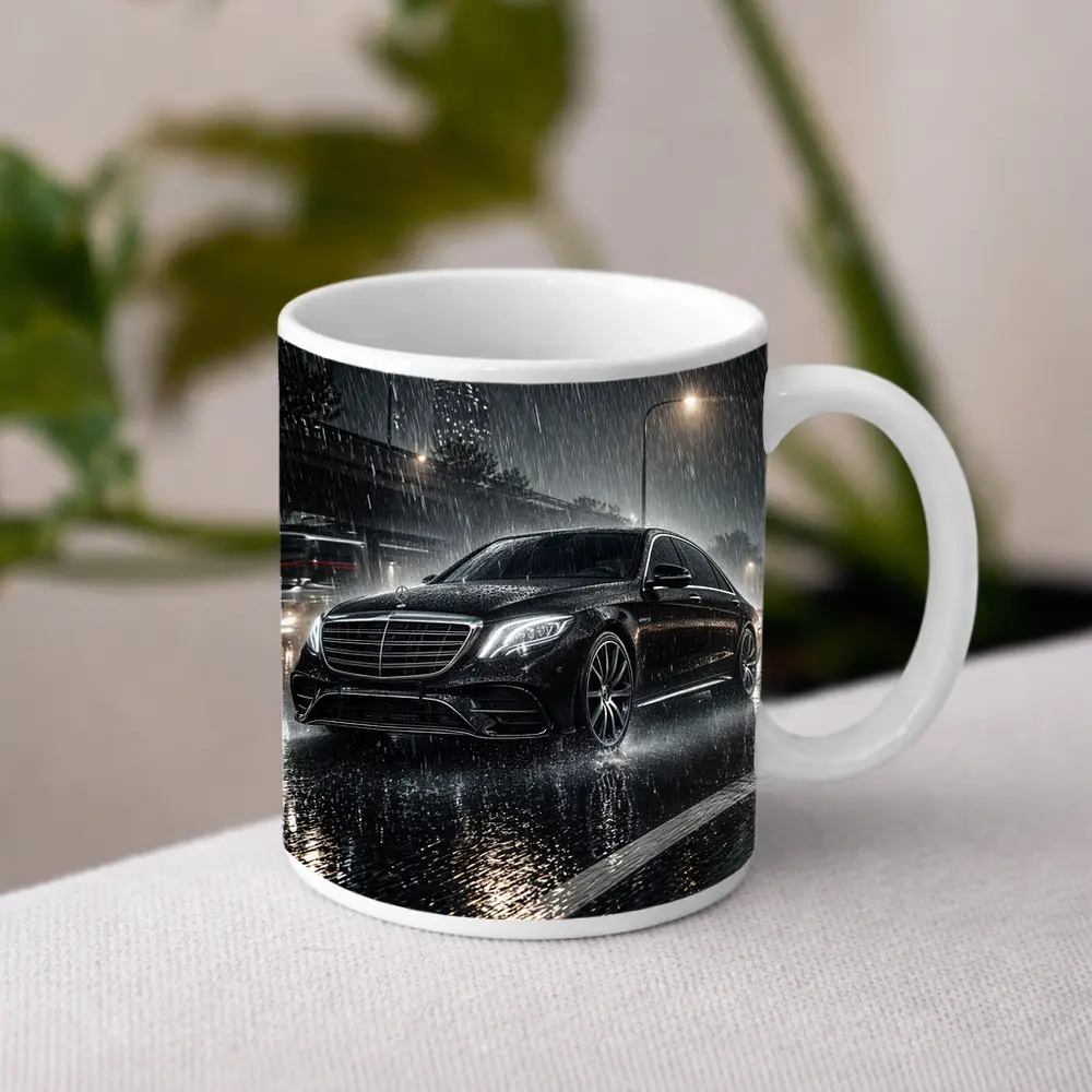Mercedes S Class Rainy Night City Street – Mugs