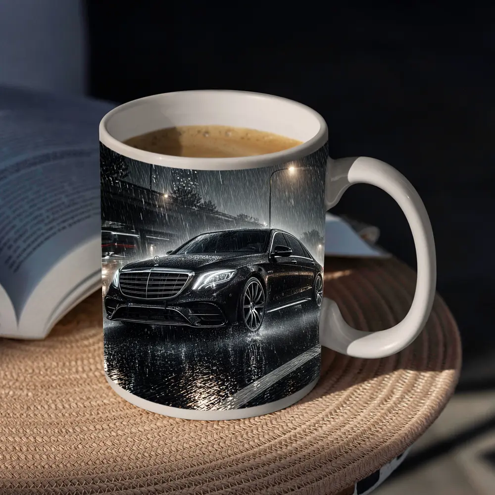Mercedes S Class Rainy Night City Street – Mugs