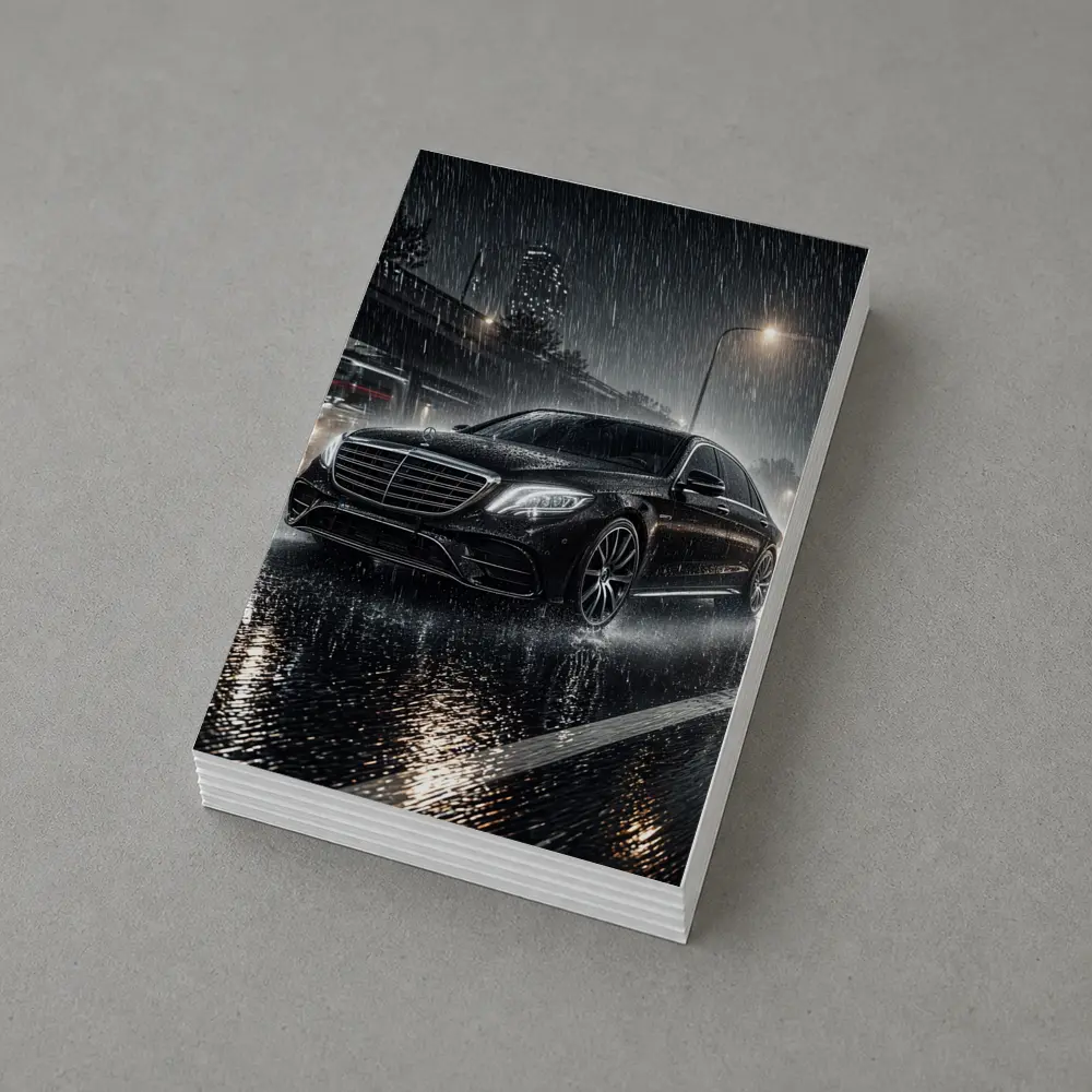 Mercedes S Class Rainy Night City Street – Postcards