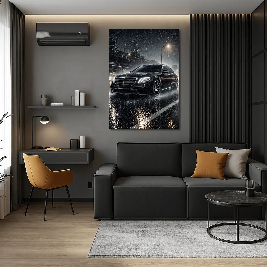 Mercedes S Class Rainy Night City Street – Wall Art