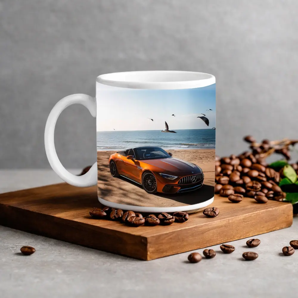Mercedes AMG SL63 Orange Beach Shore – Mugs