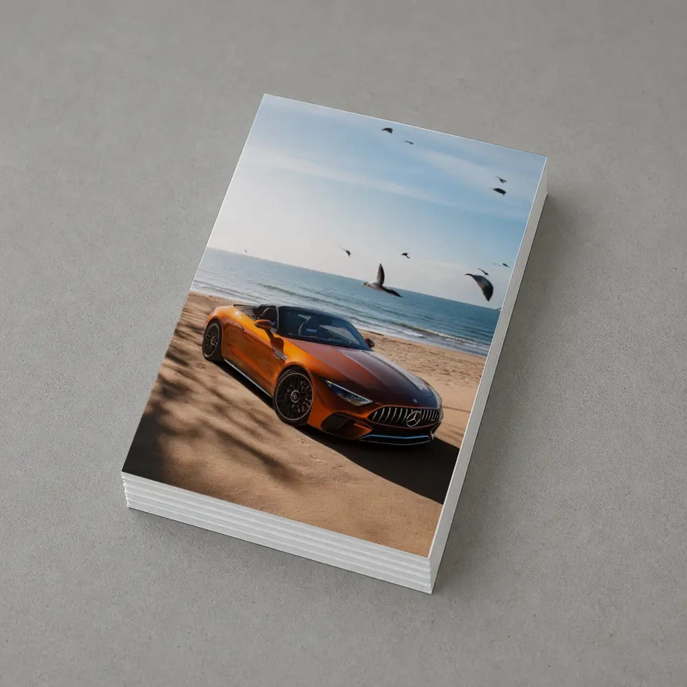Mercedes AMG SL63 Orange Beach Shore – Postcards