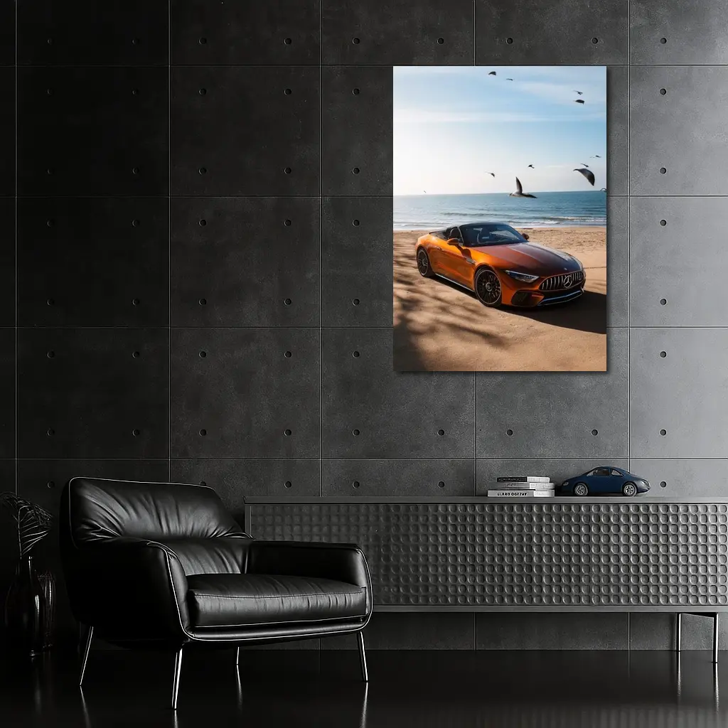 Mercedes AMG SL63 Orange Beach Shore – Wall Art