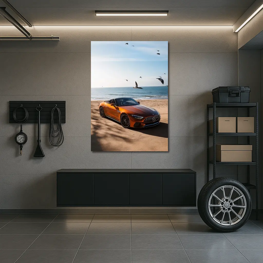 Mercedes AMG SL63 Orange Beach Shore – Wall Art