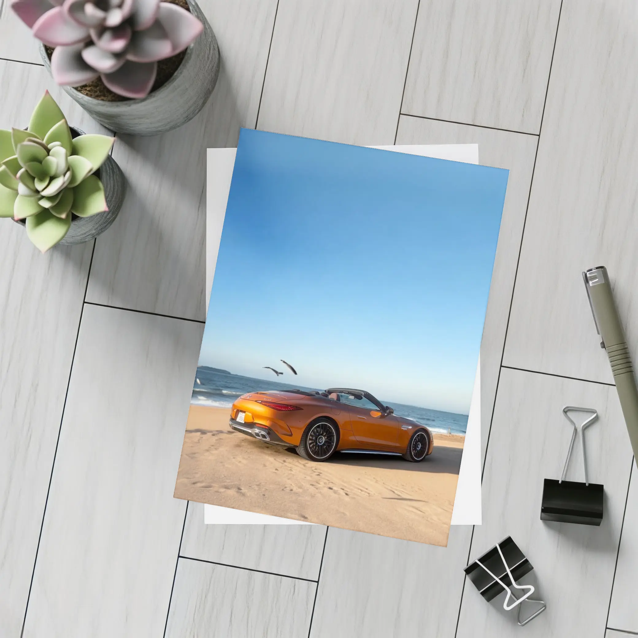 Mercedes SL63 AMG Orange Beach Convertible – Postcards