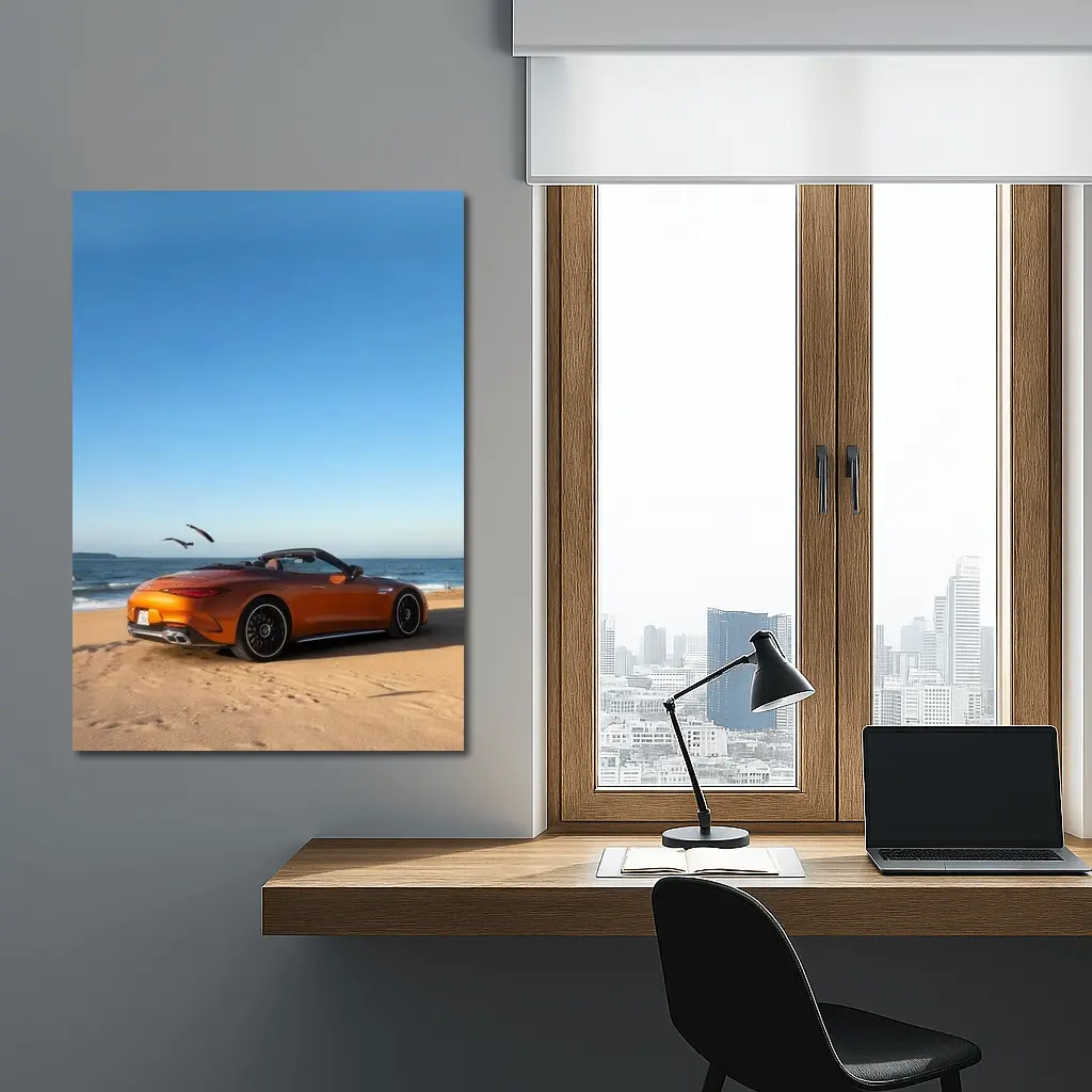 Mercedes SL63 AMG Orange Beach Convertible – Wall Art