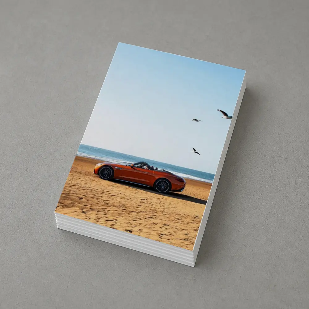 Mercedes SL Class Roadster On Sandy Beach – Postcards