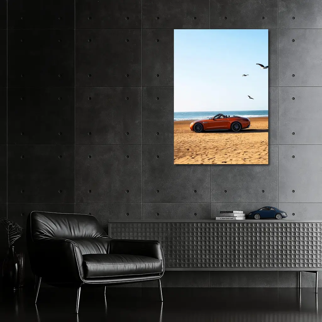 Mercedes SL Class Roadster On Sandy Beach – Wall Art